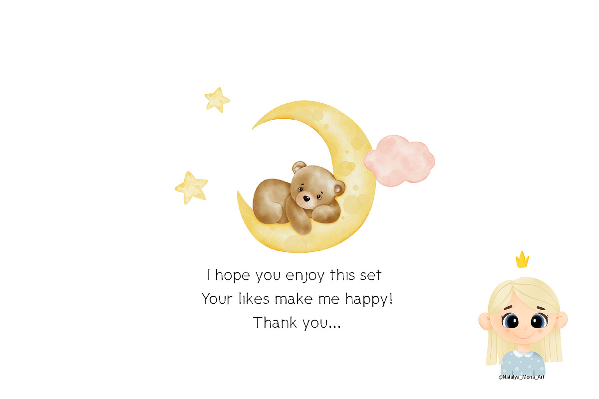 Baby Girl Watercolor clipart, an Animal Illustration by Natalya_Mona_Art (Photo 10 of 10)