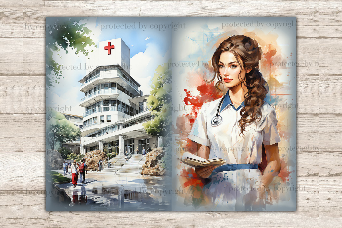 Medical Junk Journal Pages | Nurse, a Work Illustration by GlamArtZhanna (Photo 3 of 9)