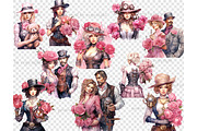 Pink Steampunk Valentine's Day PNG, a Seasonal Illustration by GlamArtZhanna (Thumbnail 4 of 4)