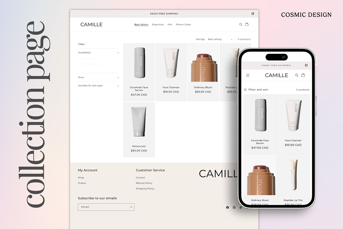 Camille Beauty Shopify Theme Website, a Shopify Template by Cosmic Design (Photo 6 of 7)