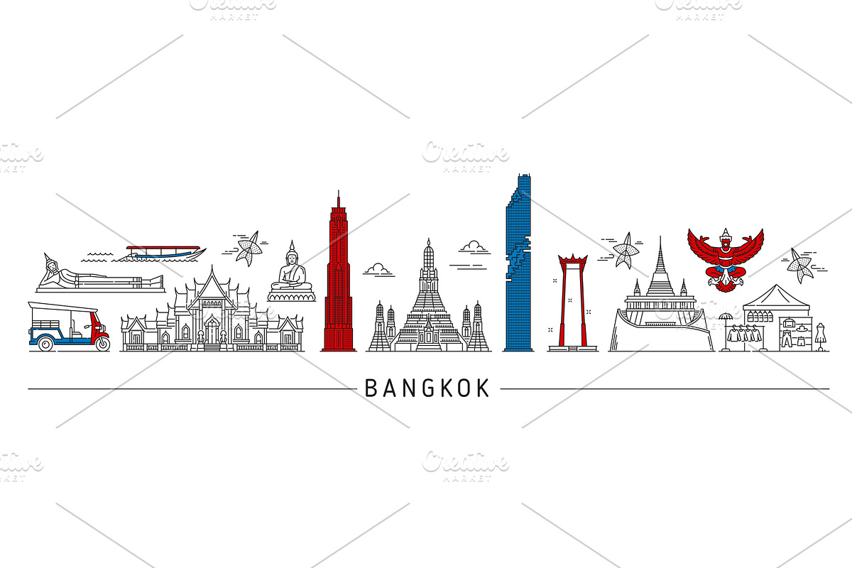 Bangkok silhouette. Thailand, an Illustration by Vector Tradition
