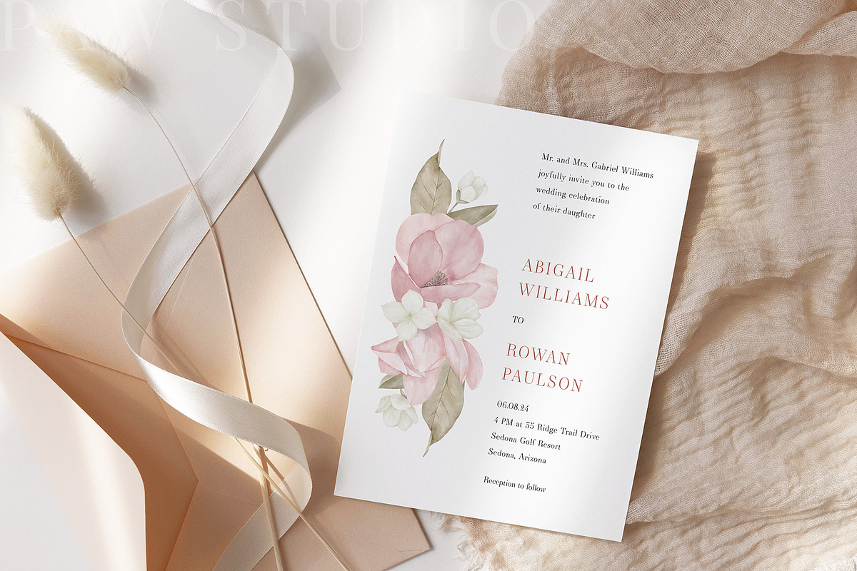 Magnolia Spring Flowers Ribbon Bow, a Decorative Illustration by PawGraphic (Photo 7 of 11)