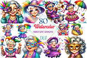 Mardi Gras Grandma Clipart Bundle, an Illustration by DreamCafeArt (Thumbnail 1 of 3)
