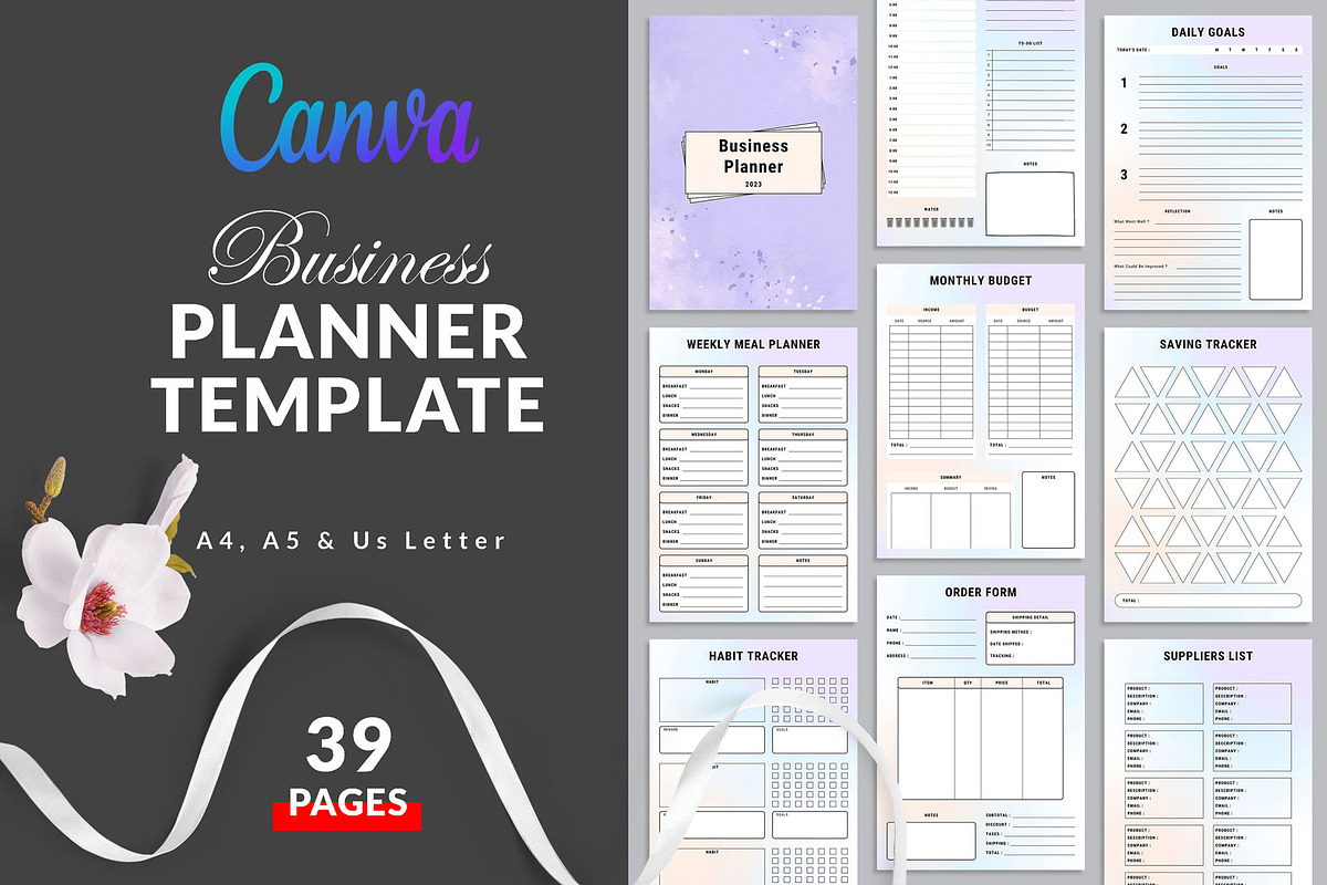 Business planner bundle Pack Canva, a Stationery Template by LaxmiOwl (Photo 1 of 7)