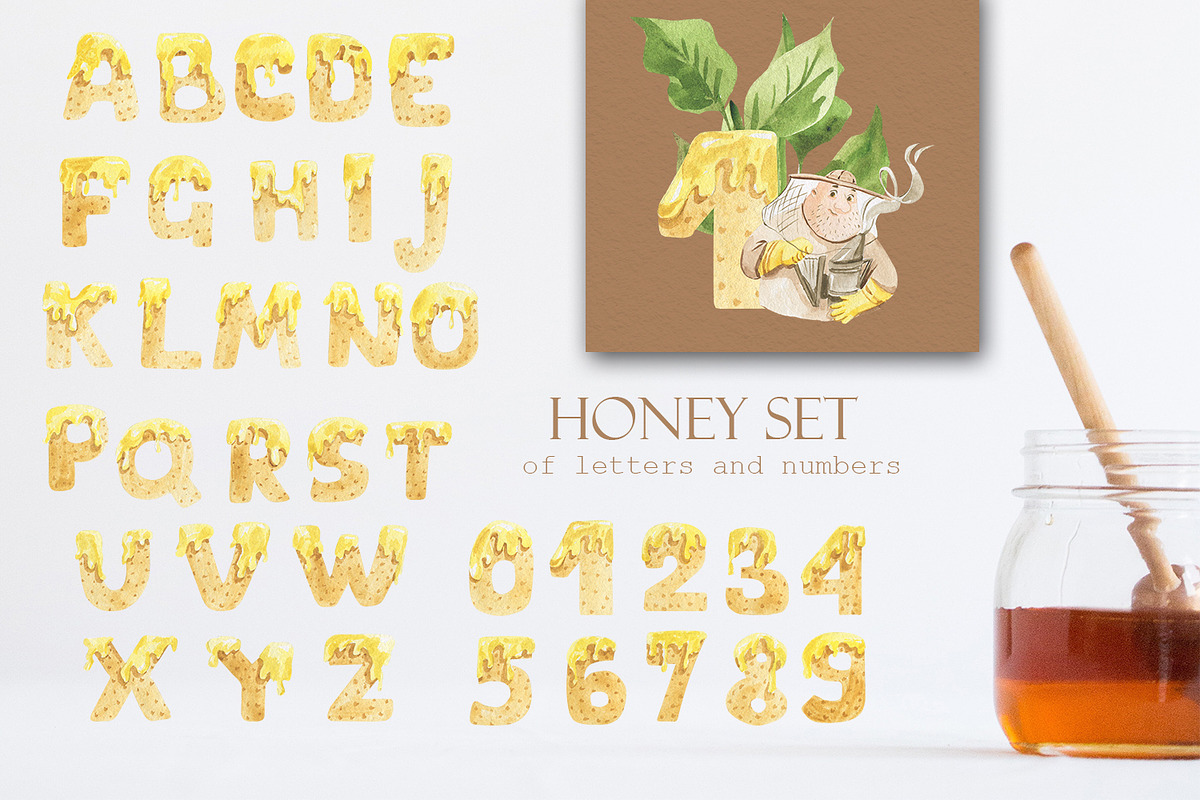 Honey watercolor set, a Food Illustration by Love Watercolor Store (Photo 3 of 10)