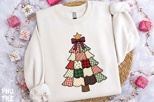 Patchwork Christmas Tree PNG Clipart