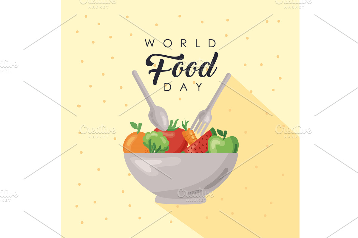 world food day lettering, a Food Illustration by studiogstock