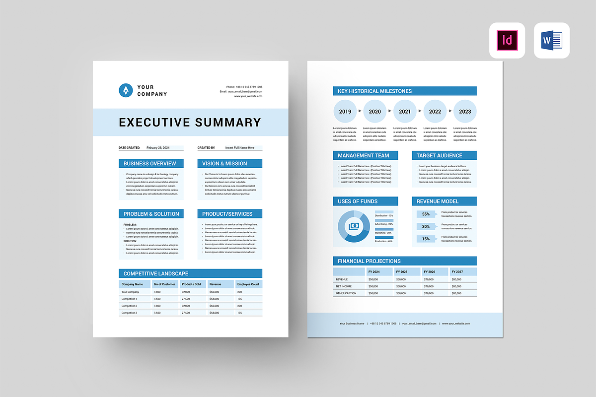 Business Executive Summary Report, a Stationery Template by Leaflove