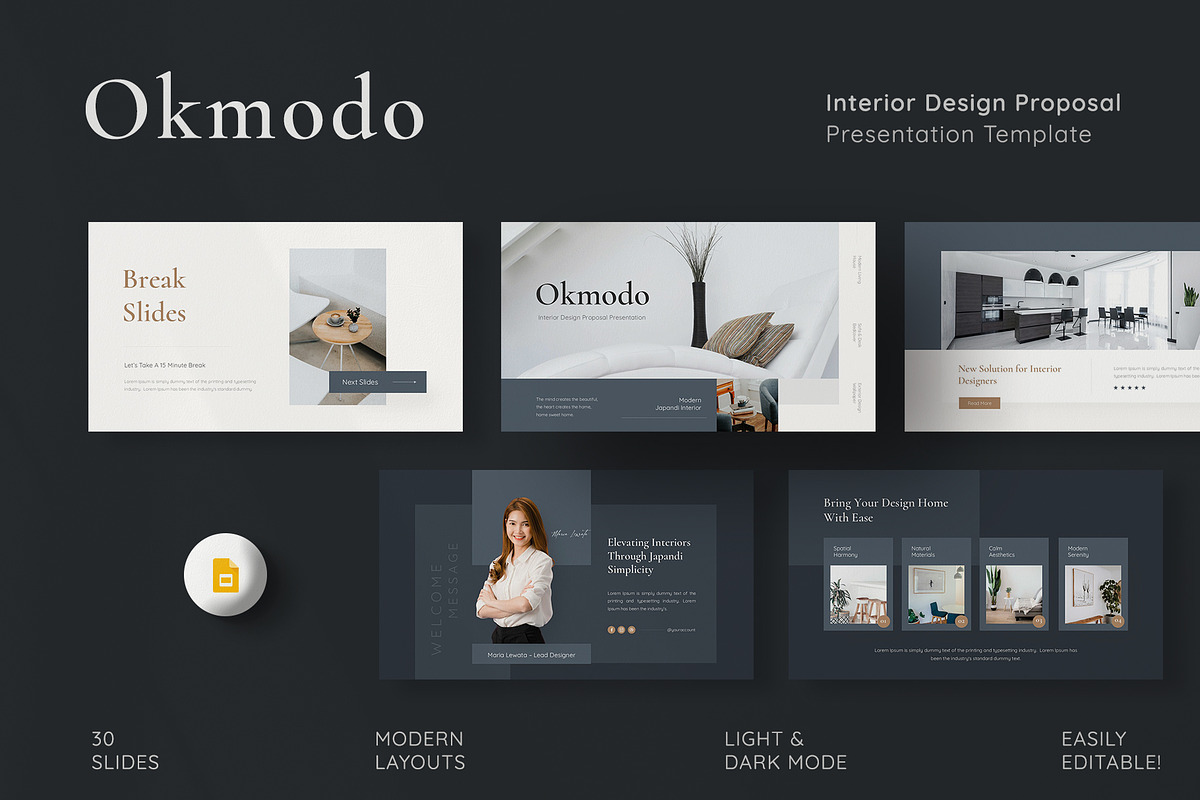 Interior Design Google Slides, a Presentation Template by New Coral Design (Photo 1 of 6)