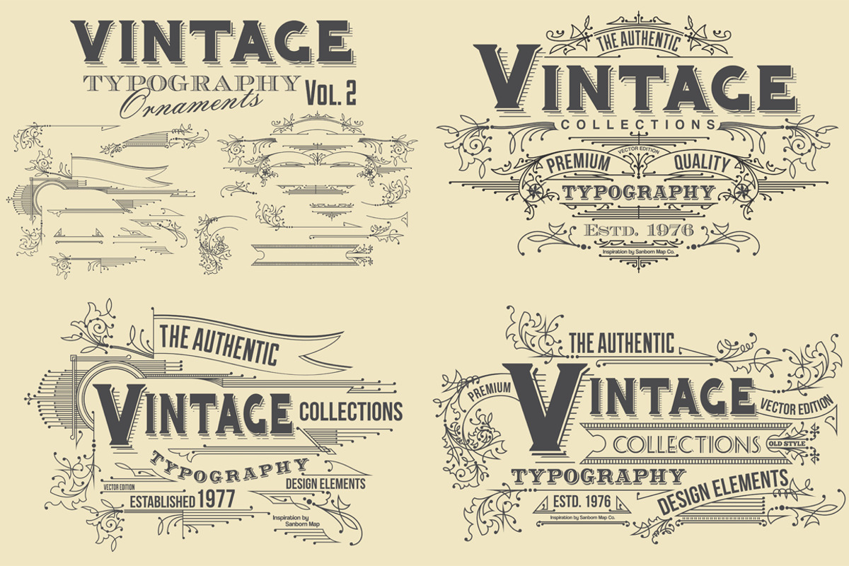 Vintage Typography Ornaments v2, an Object Graphic by G7 (Photo 1 of 5)