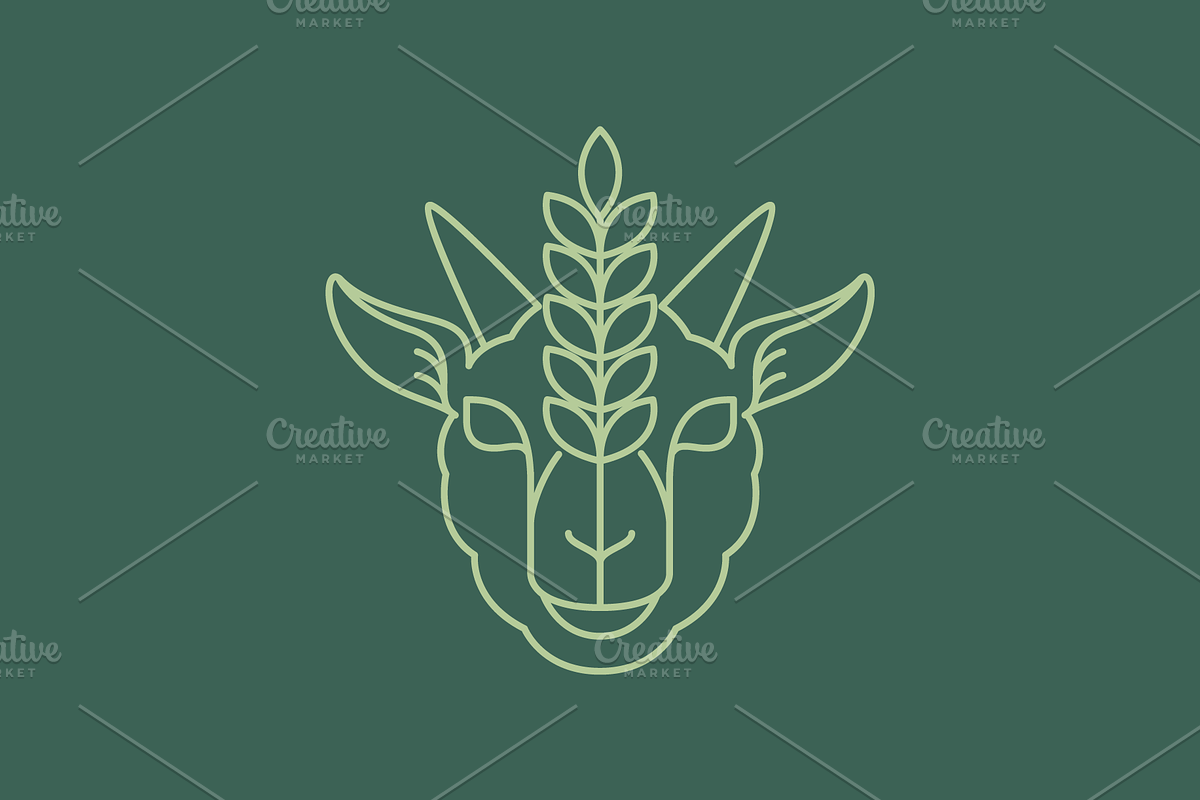 goat head farm concept line logo, a Branding & Logo Template by devastd