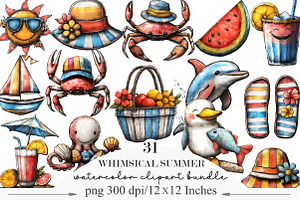 Whimsical Summer Clipart, an Illustration by Designking