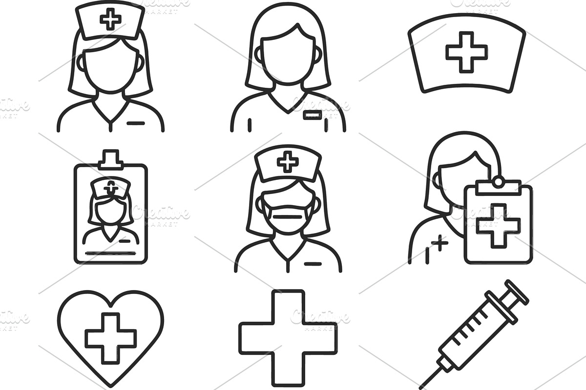 Vector illustration of line icons, a Healthcare Illustration by ZinetroN