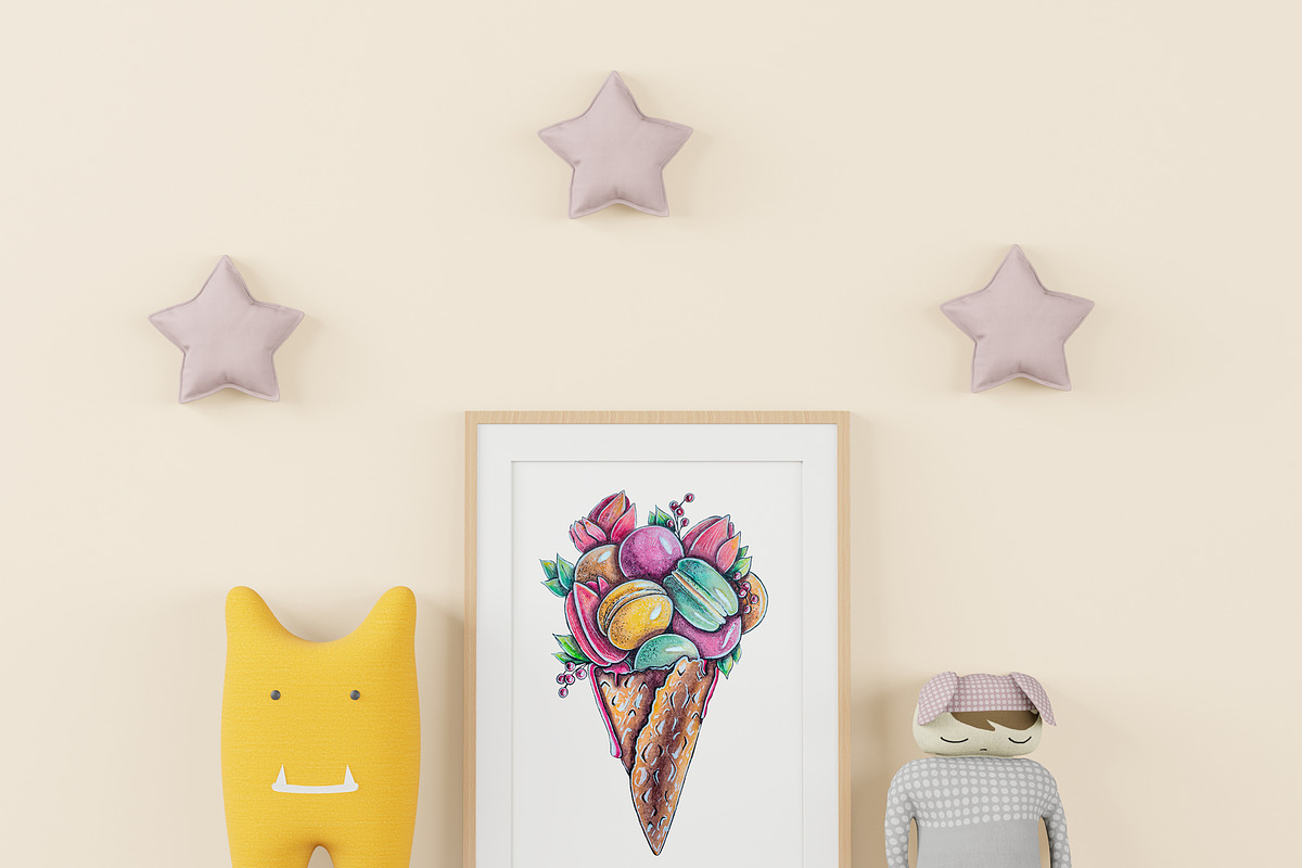 Ice Cream watercolor clipart, a Food Illustration by AnastasiaWatercolor (Photo 7 of 8)