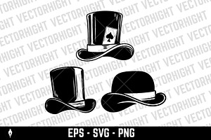Illustrations of vintage hats, an Object Illustration by Vectorhight
