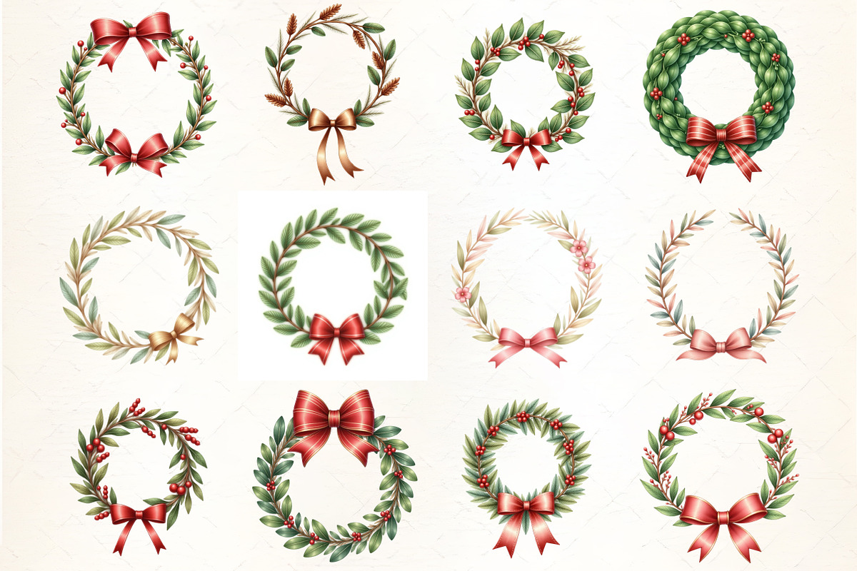 Holiday Wreath with Ribbon, an Illustration by CrexoraLab (Photo 2 of 5)