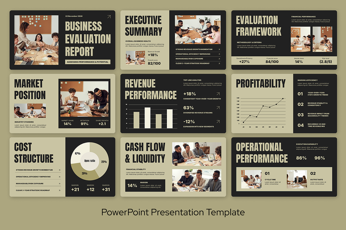 Muted Olive Business Evaluation, a Presentation Template by Sixtemp (Photo 2 of 3)
