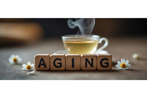Wooden blocks spelling aging with, an Illustration by tilialucida