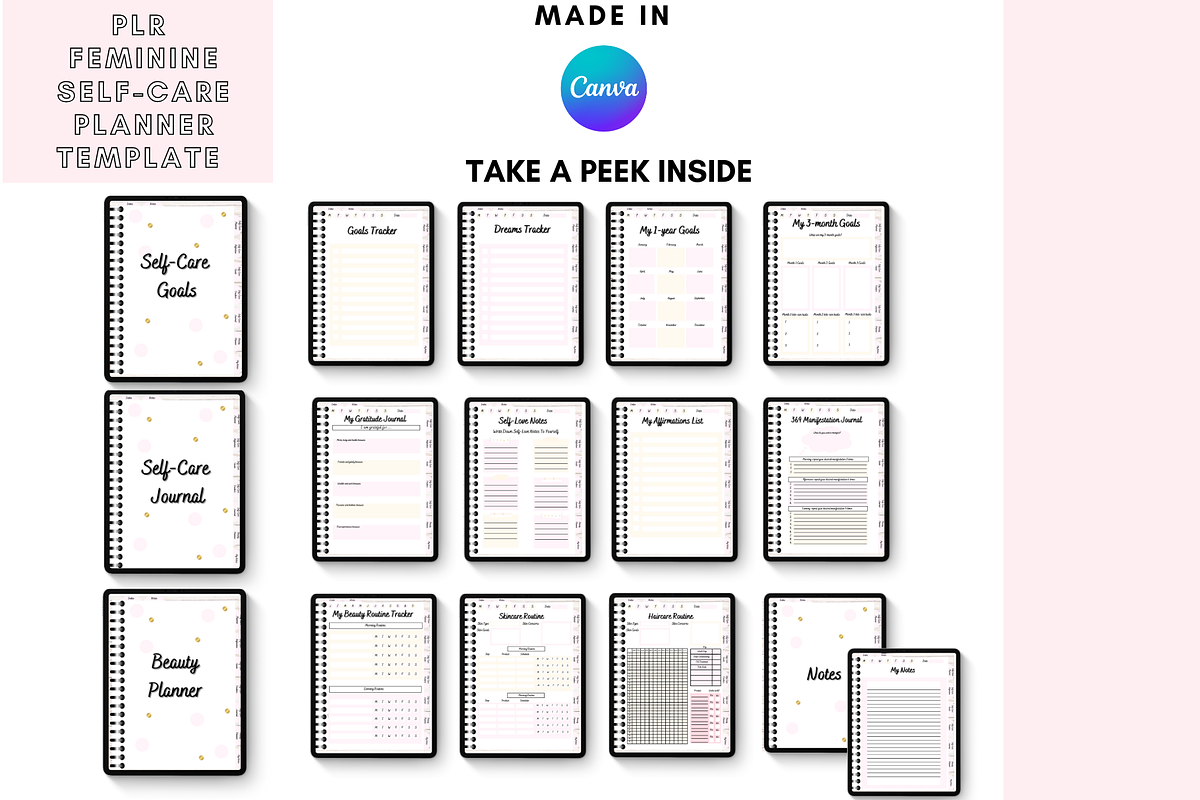 Canva Self-Care Digital Planner, a Stationery Template by DigitalbossCreations (Photo 6 of 9)