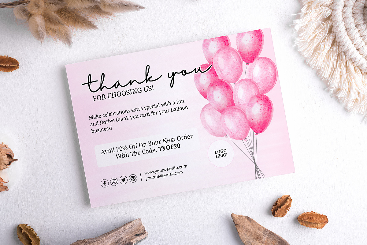 Balloon Business Thank You Card, a Card Template by Snapybiz (Photo 1 of 9)
