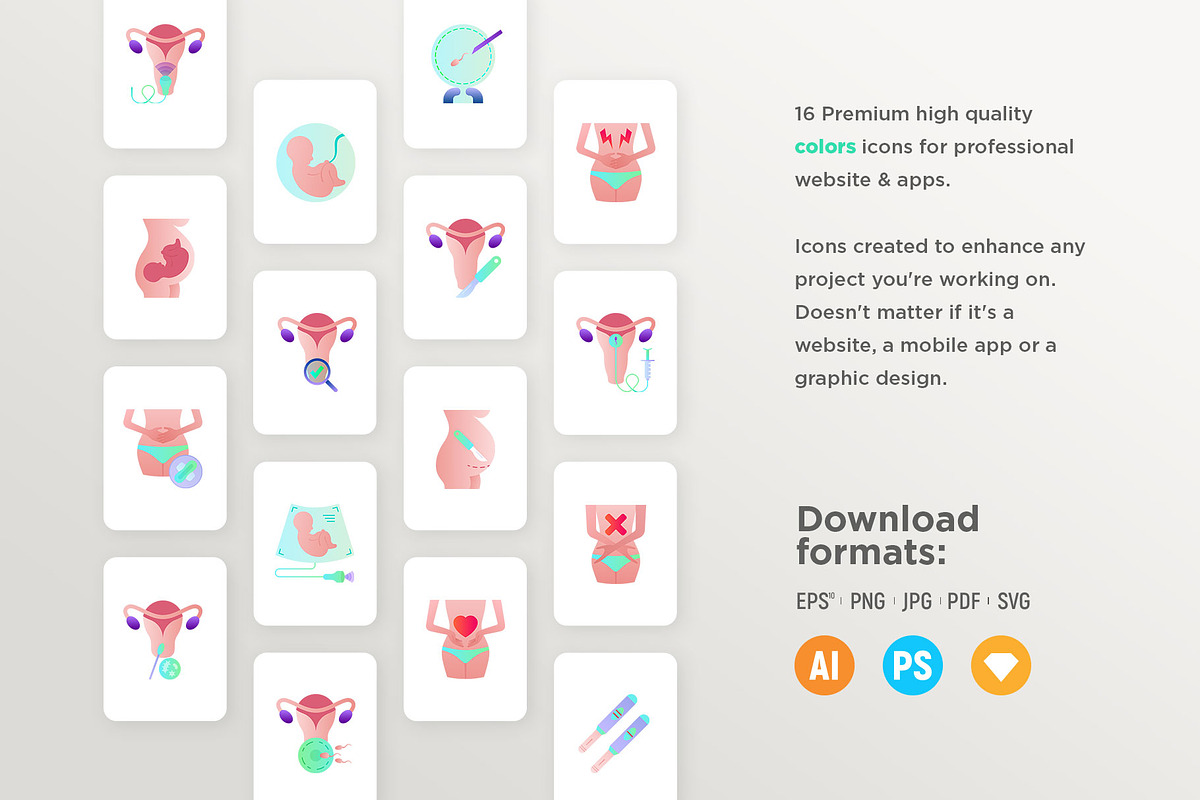 Gynecology | 32 Icons Set Hand Drawn, an Outline Icon by Marina Silence (Photo 10 of 18)