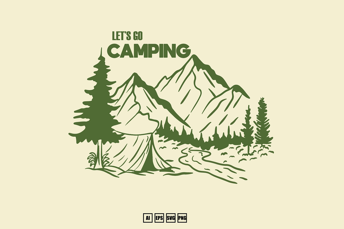 Let's Go Camping Illustration, an Illustration by kalehstudio