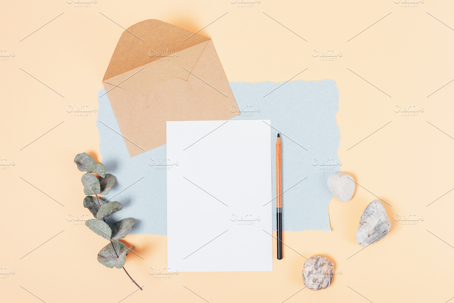 Blank white sheet with pencil next to envelope, a Beauty & Fashion Photo by progressman