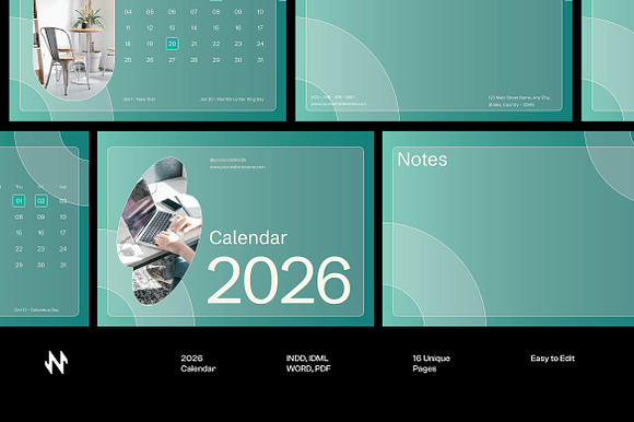 Minimal Green Calendar preview 5
