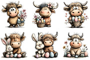 Whimsical Easter Highland Cow Clipar, an Illustration by Sublimation Artist (Thumbnail 3 of 6)