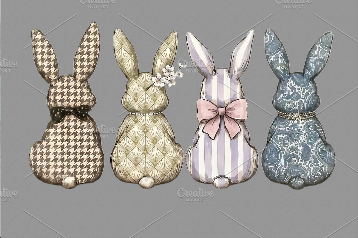 Watercolor Easter bunnies Love Png, an Illustration by VetalStock (Photo 2 of 3)