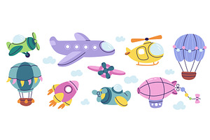Childish style air transport. Kids, a Transportation Illustration by YummyBuum