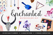 Watercolor Feathers & Leaves, a Decorative Illustration by pixelbuddha.net (Thumbnail 1 of 5)