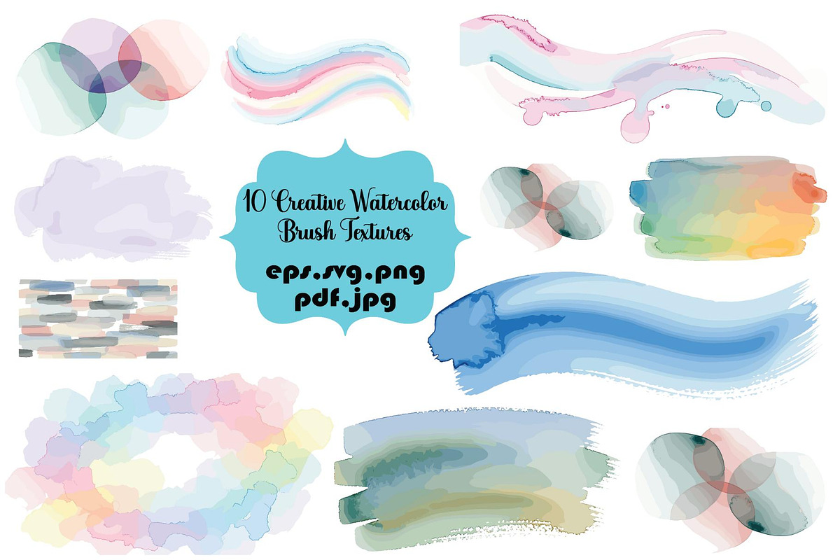 Creative Watercolor Brush Textures, an Illustration by Designer_Momina (Photo 1 of 10)