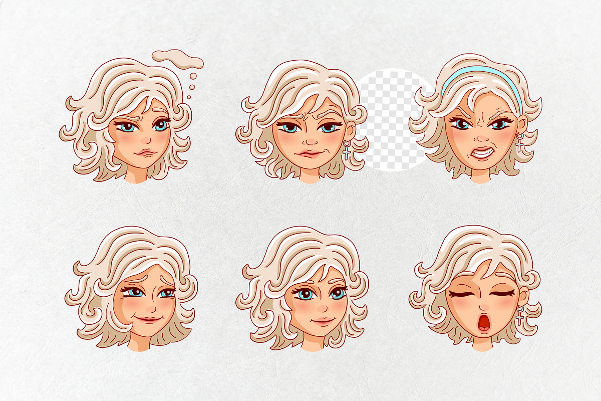 Blond girl  emotions. Avatar. Vector, a Person Illustration by VaraNa Art (Photo 6 of 7)