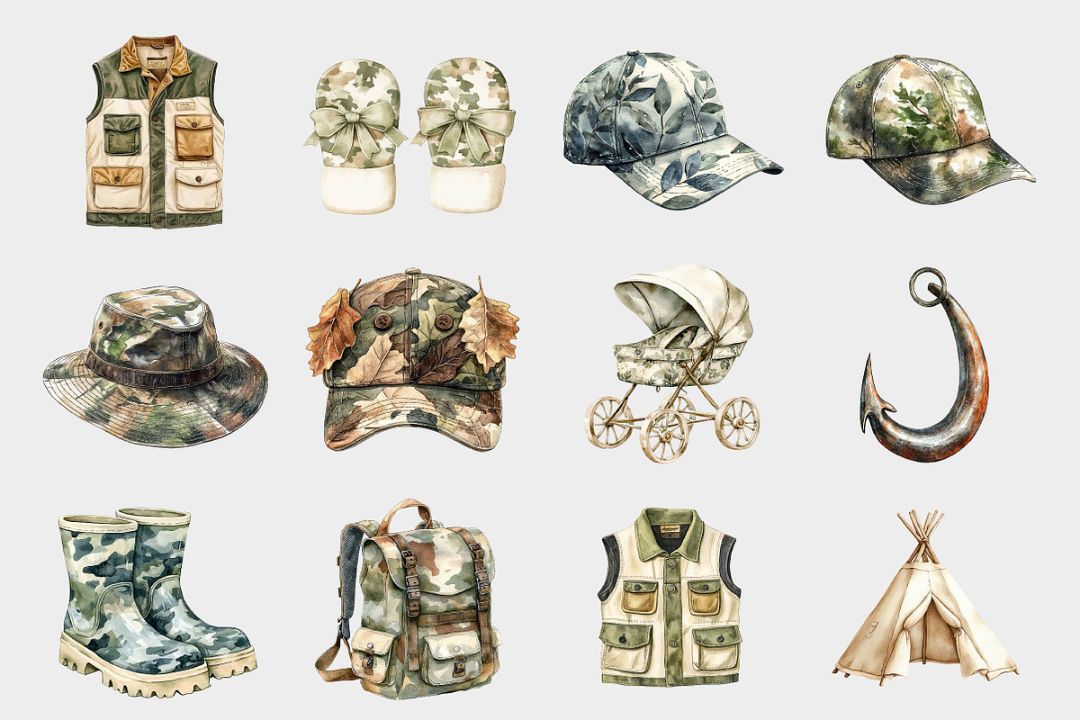 Hunting And Fishing Clipart, a Seasonal Illustration by Design Market (Photo 2 of 5)