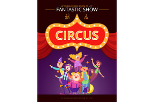 Circus show. group of clowns invite, an Object Illustration by Onyx