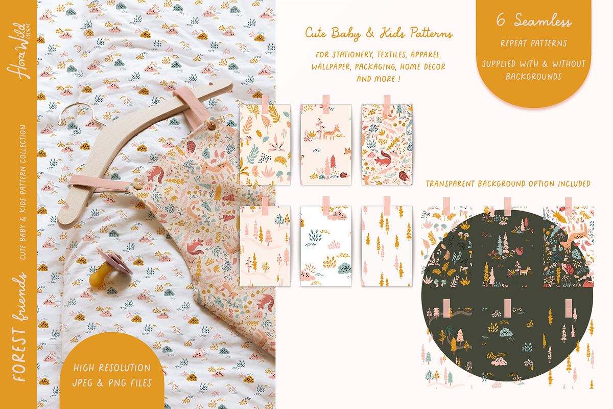 Cute Woodland Repeat Patterns, a Pattern Graphic by Flora Wild Designs (Photo 5 of 5)