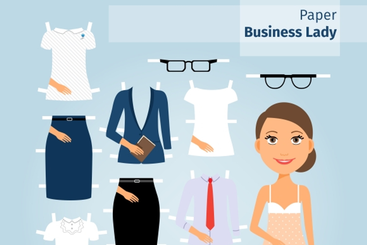 Business lady paper doll, a Background Graphic by Microvector