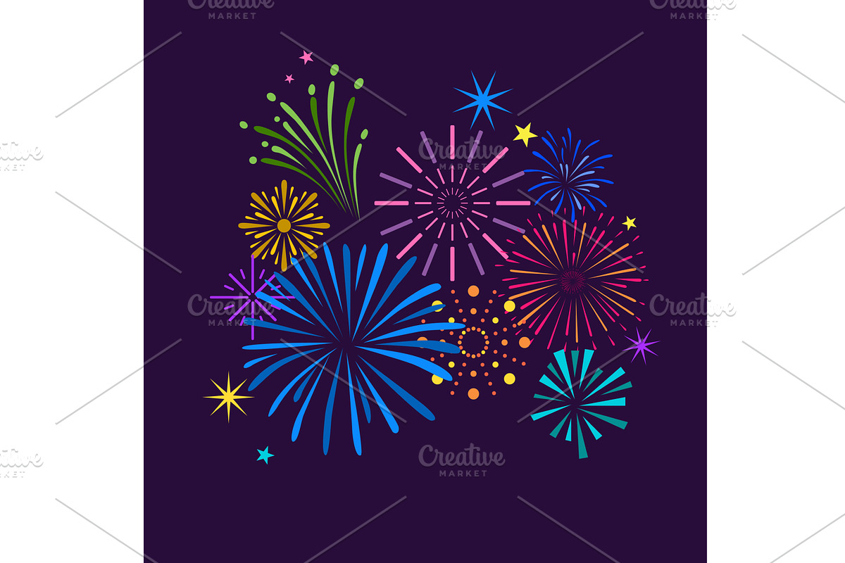 Color festive exploding fireworks, a Background Graphic by Valerie Bodnar