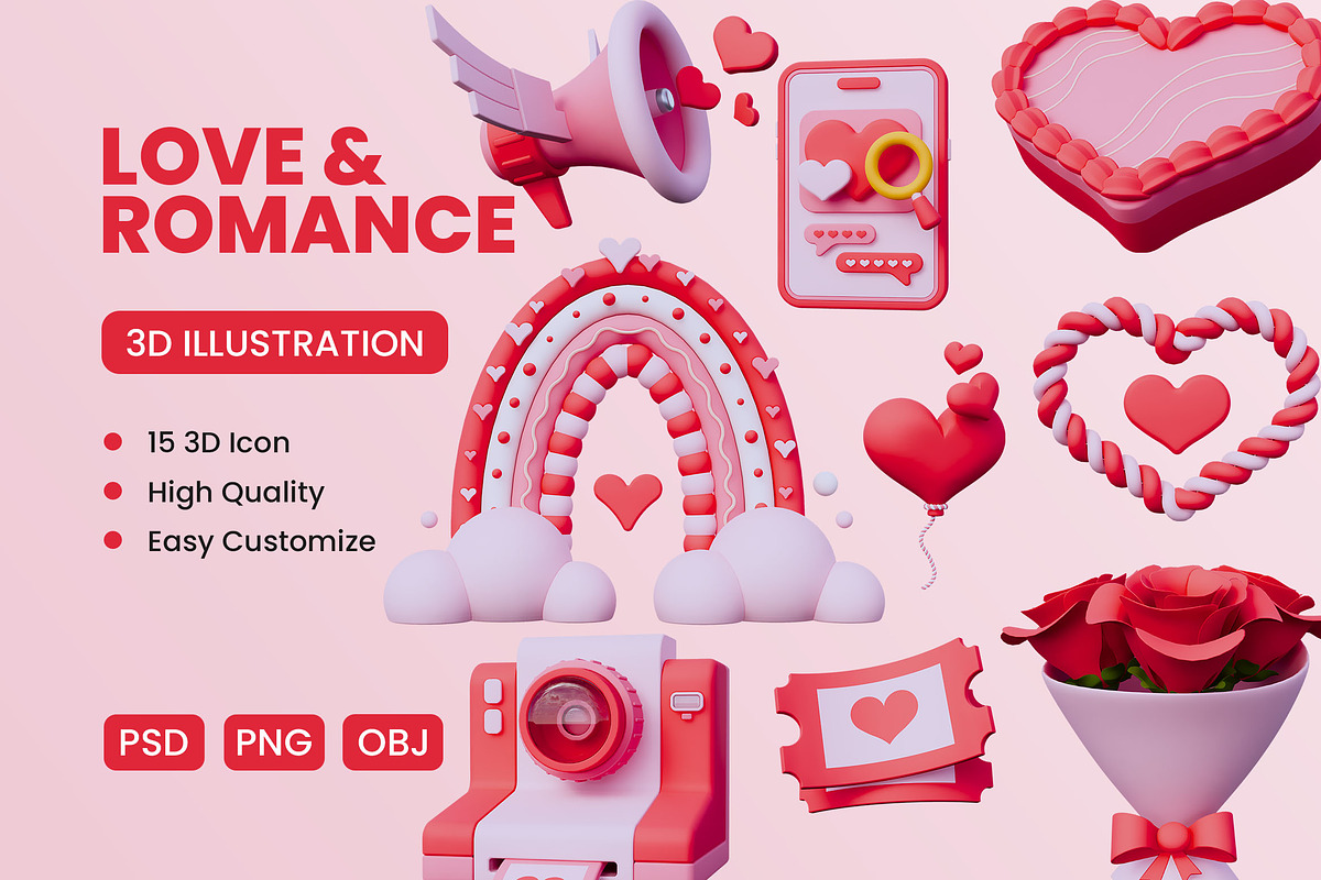 Valentine Day 3D Icon Pack #2, an Object 3D Model by deviapuspitasari2 (Photo 1 of 2)