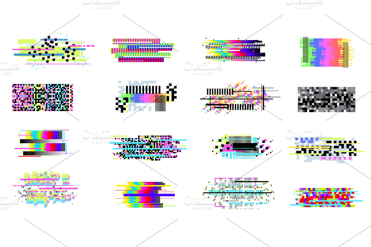 Tv glitch effect set. Screen noise, a Technology Illustration by Stock-Smart-Start