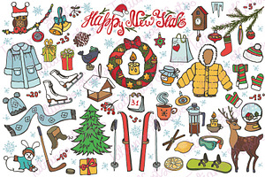 New year season.Doodle elements