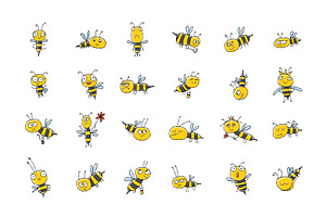 Collection Of Funny Bee Characters