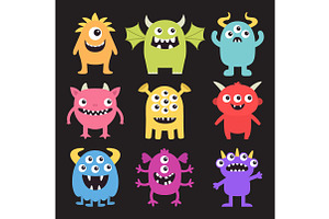 Happy Halloween. Monster Icon Set.