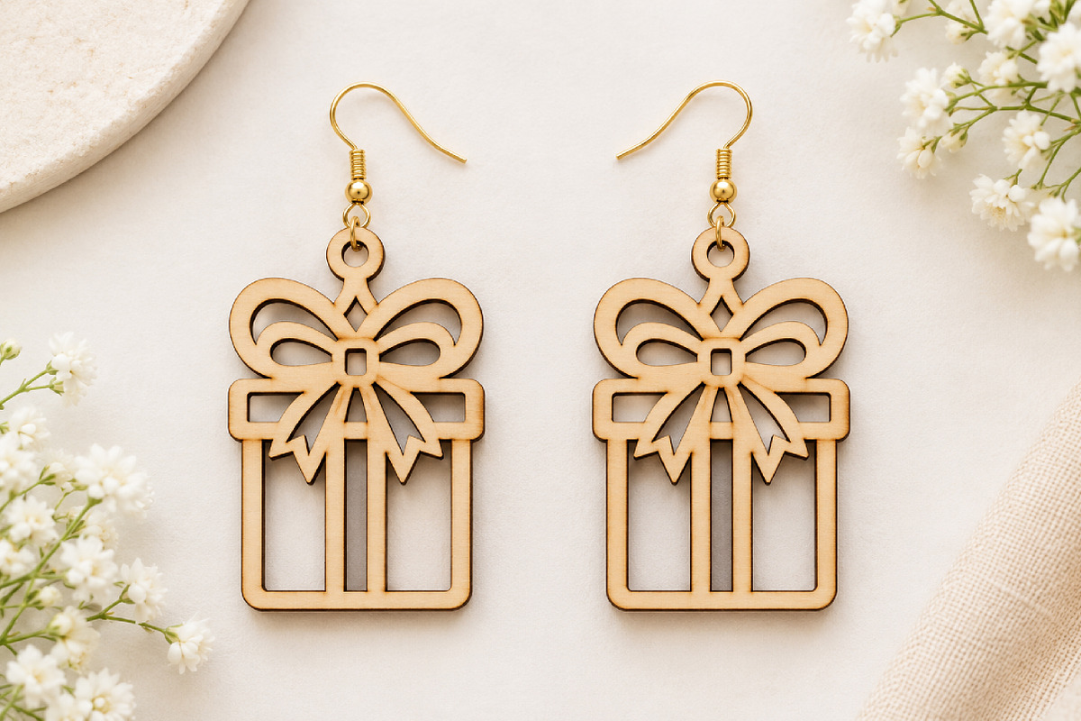 Christmas Gift Box Earrings SVG, an Object Graphic by Canvas Craft (Photo 4 of 4)