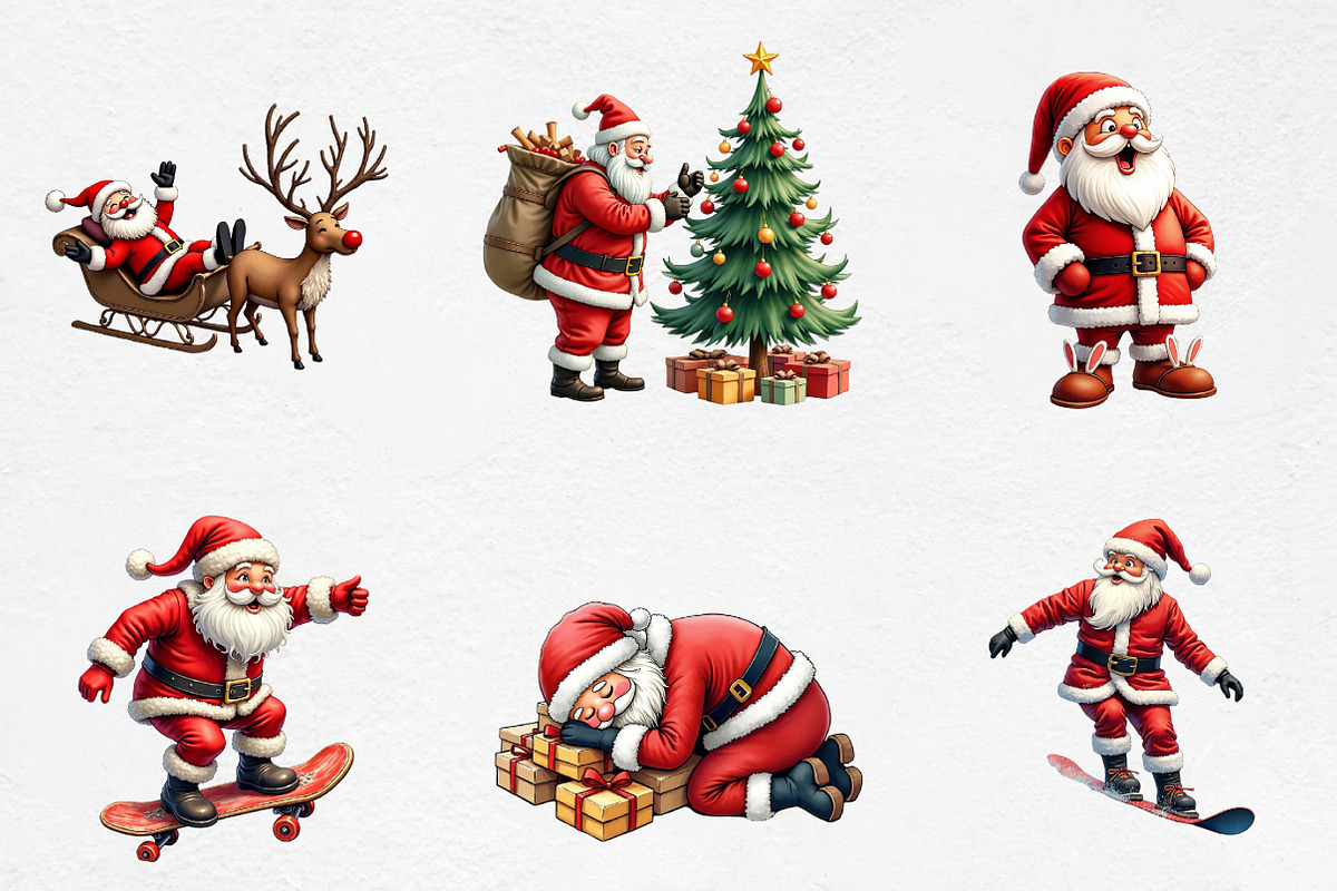 Funny Christmas Santa Clipart 1Bundl, an Illustration by CrexoraLab (Photo 5 of 5)