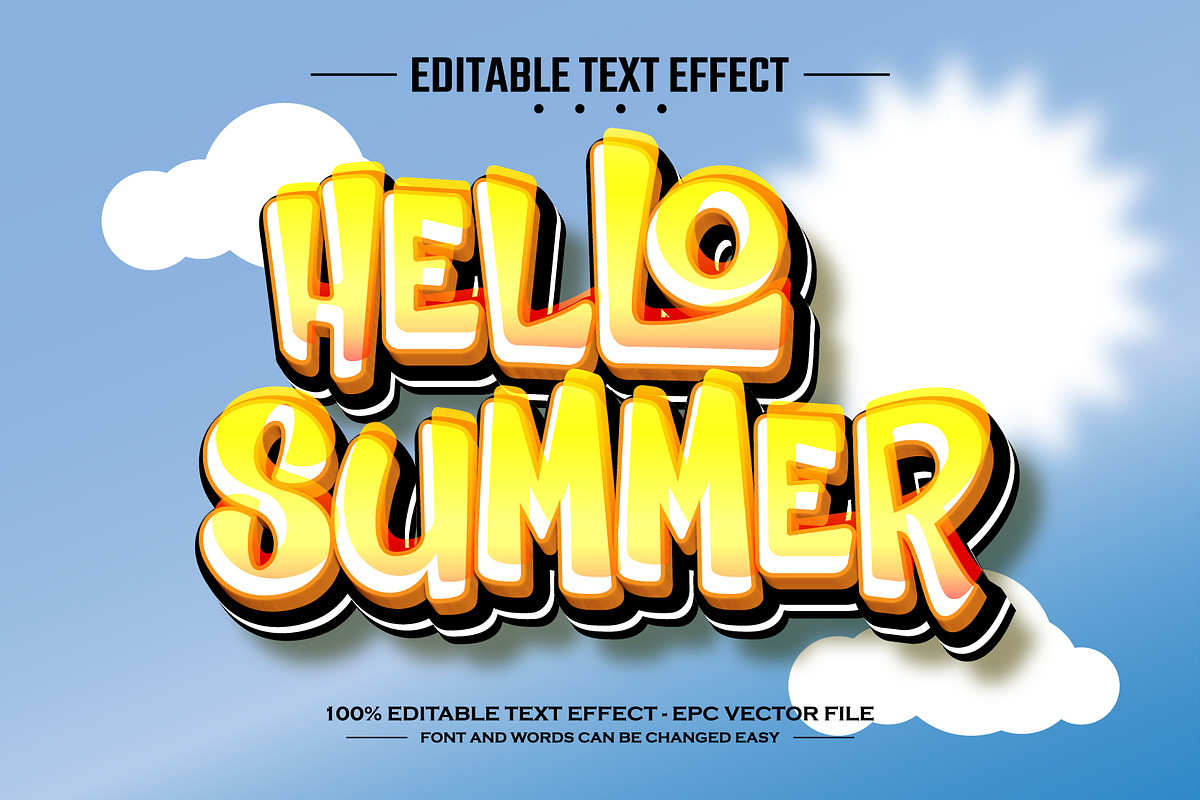 Hello summer 3D editable text effect, a Layer Style Add-On by nicemorning