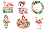 flamingo cute tropical summer clipa, an Illustration by DreamArtGraphic (Thumbnail 3 of 4)