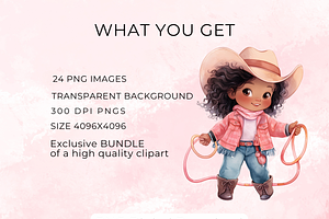 Watercolor Cowboy Girl Clipart Set