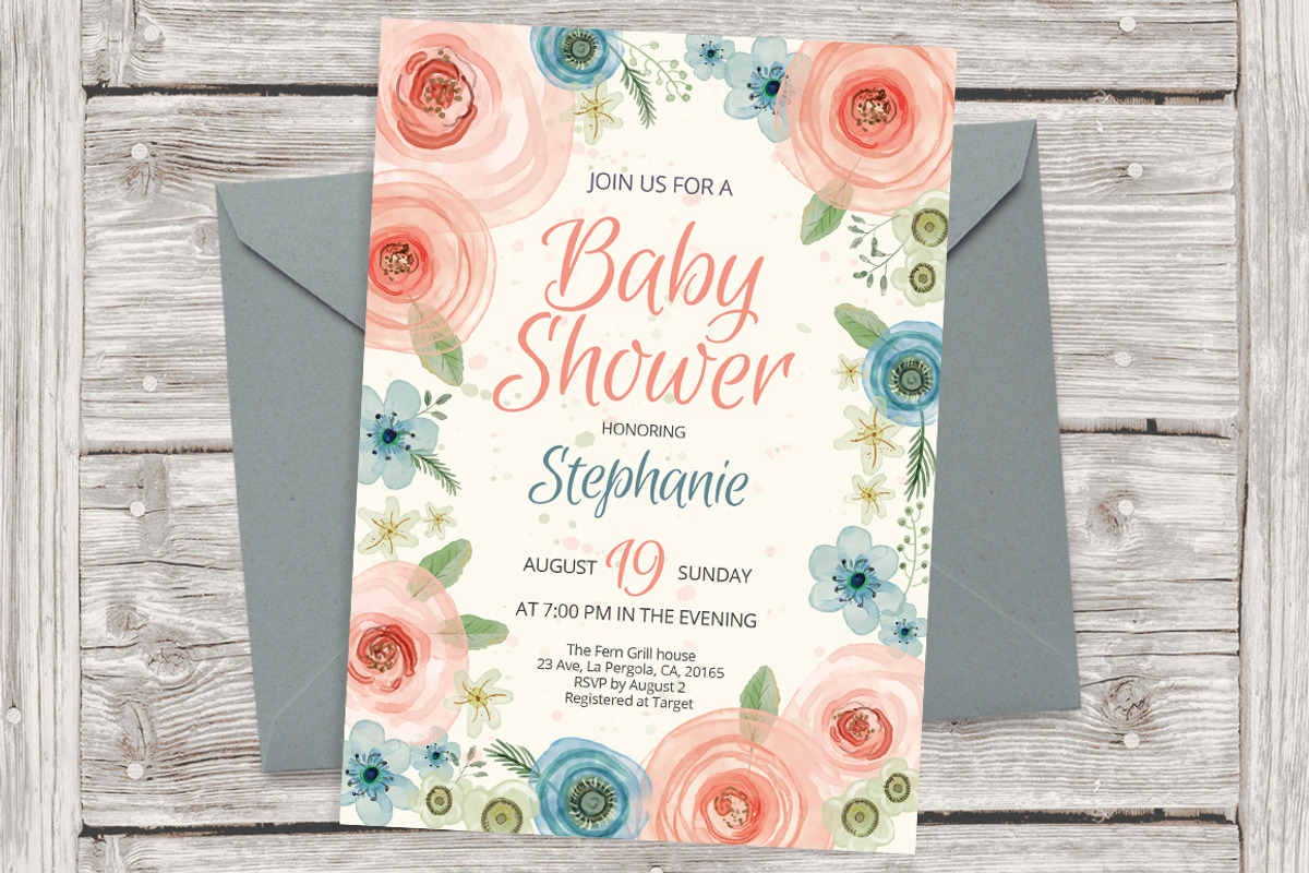 Floral frame invite PSD template 11, an Invitation Template by Talent Supplies